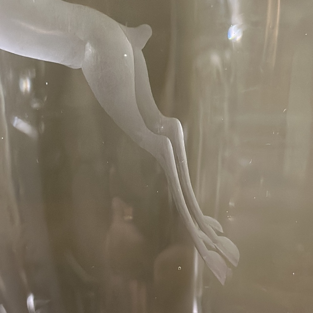 STROMBERGSHYTTAN SWEDEN 8" Crystal Vase with Etched Gazelle - Picture 6 of 12